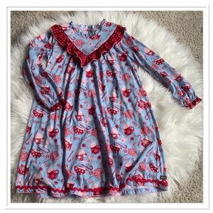 Matilda Jane Heart To Heart Cup Of Cheer Nightgown Pajamas Red Blue Size 10